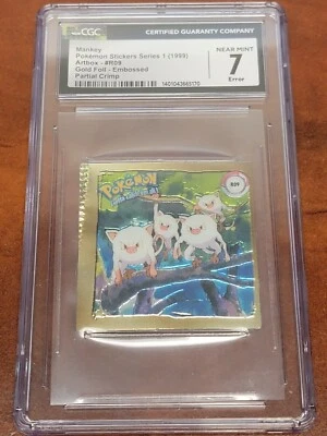 Crimped Mankey Sticker - 1999 Artbox Pokemon Stickers Series 1 #R09 CGC 7 Error - Image 1 of 2