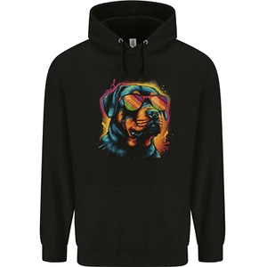 Retrowave Rottweiler Dog Childrens Kids Hoodie - Picture 1 of 3