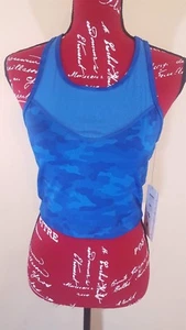 Scorpio Sol Women's Blue Camouflage Crop Top Sport Athletic Yoga Bra Small - Picture 1 of 7