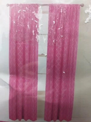 Jess Rod Bolsillo Bordado Panel Cortina 54 pulgadas x 84 pulgadas Rosa Rosa Foto 1 de 4