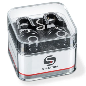 Schaller S-Locks Guitar Strap Lock System, Black Chrome - Picture 1 of 3