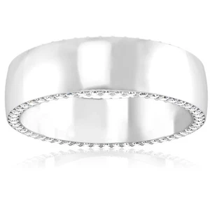 Round 0.68 Ct Natural Diamond Wedding Men's Band Ring Solid 950 Platinum Size 12 - Picture 1 of 5