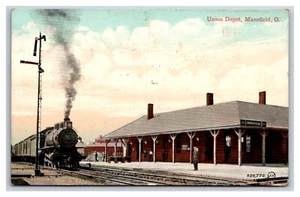Ohio Mansfield Union RAILROAD Depot Station 1911c Locomotive passenger - Picture 1 of 2