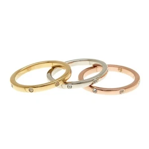 Adornia Tri-Color Dotted Eternity Band Set Silver Gold Rose SIZE 5 - Picture 1 of 3