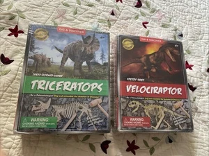Dinosaur Velociraptor/Triceratops Digging Kit Excavation Archeology Kids Fossil - Picture 1 of 3