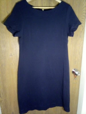 Talbot's Petite Blue Short Ruffled Sleeve & Hem Shift Dress Sz L P Zip Excellent - Image 1 of 4