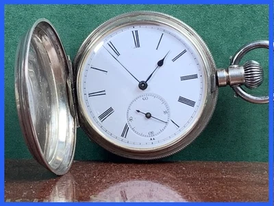 🚩BEAUTIFUL 1879 ANTIQUE SILVER J. ROBERT 16s HUNTER CASE KEY POCKET WATCH 2FIX - Image 1 of 4