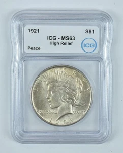 1921 Peace Silver Dollar MS63 ICG *9267 - Picture 1 of 3