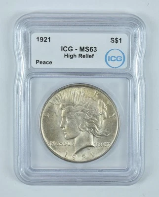 1921 Peace Silver Dollar MS63 ICG *9267 - Image 1 of 3