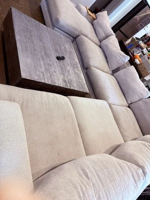 Extremely Comfortable, Large & Very Deep Beige Sectional Couch - Image 1 of 4
