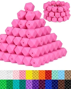 90 Stck. Fiveizero Sechseck Silikon Perlen, 14 mm Silikon Perlen für Schlüsselanhänger Herstellung - Bild 1 von 5