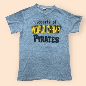 Vintage 1970s Pittsburgh Pirates World Champions T Shirt Gray Men’s Medium Gray - Picture 1 of 7