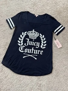 NWT Juicy Couture Y2K Womens T-Shirt Short Sleeve Regal Blue/ Silver Size S - Picture 1 of 10