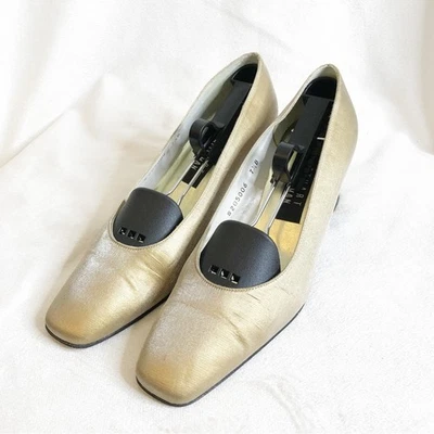 Stuart Weitzman gold metallic square heel pumps size 7.5 B - Image 1 of 4