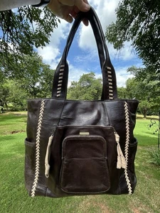 Vintage Camila Alves Echtleder Handtasche Schultertasche Handtasche verziert & Staubbeutel - Bild 1 von 16