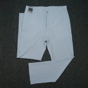 Roundtree & Yorke Pants Men 34x32 Blue White Striped Classic Fit Stretch NWT - Picture 1 of 6