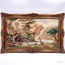 Gobelin Stickbild „Landschaft“ Meister Barock Bilderrahmen, handgearbeitet
