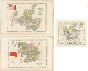 Antike Landkarten "Parte Settentrionale, Meridionale della Scozia" (Schottland) 1821. - Bild 1 von 7