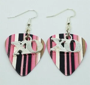 XO Charm Guitar Pick Earrings - Pick Your Color - Picture 1 of 7