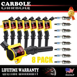 Set of 8 Spark Plug and Ignition Coil for Ford Crown Victoria Lincoln 4.6L DG508 - Picture 1 of 22