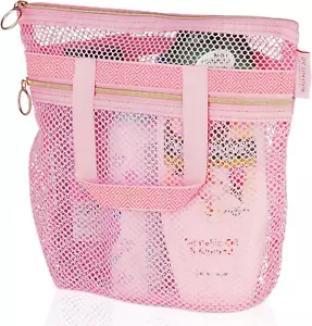 Mesh Shower Caddy Portable 10.2X9.9'' Shower Bag with Zipper & 2 Pockets. Shower - Picture 1 of 6
