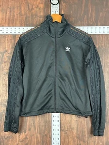 Adidas Originals OG Lace Track Jacket 3 Stripes Triple Black FM1734 Womens XS - Picture 1 of 9