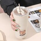 with Lid Plastic Water Cup Cute Bear Water Bottle Portable Drinkware