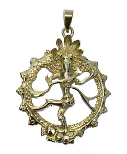Hindu God Lord Shiva Natraj Gold Coloured Brass Pendant 3.7 cm x 4 cm - Picture 1 of 3