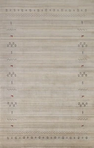 Tribal Little Animal Bordered Design Gabbeh Handmade Rug 6'x10' Room Size Carpet - Picture 1 of 12