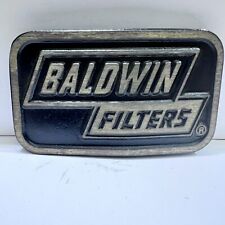 Vintage Brass Belt Buckle Baldwin Filters with Black detail