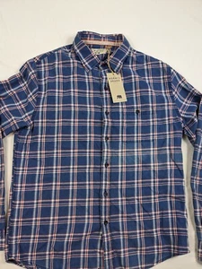 THE NORMAL BRAND Shirt Men’s Medium LS Cotton Flannel Button Up Blue Plaid Flaw - Picture 1 of 11