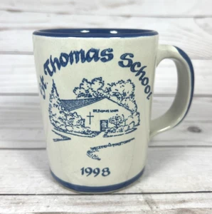 Louisville Stoneware Vintage 1998 St. Thomas School Coffee Tea Mugb Blue KY 4" - Picture 1 of 6