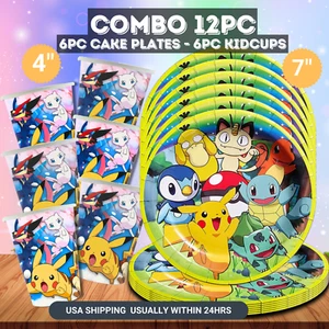 POKEMON PARTY SUPPLIES BIRTHDAY DECORATION BALLOON TABLEWARE SWIRL PLATE CUP - Picture 1 of 47