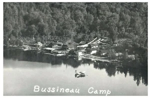 Bussineau Camp Lake Mashagama Ontario Canada RPPC Plane on Water Fishing  - Picture 1 of 2