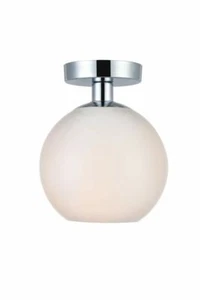Elegant LD2205C Baxter 1 Light Chrome Flush Mount With Frosted White Glass**USED - Picture 1 of 3