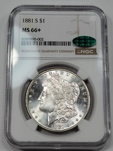 1881 S Morgan Silver Dollar $1 NGC MS66+ CAC PLUS High Grade Gem *J659 - Picture 1 of 5