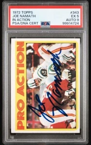 1972 Topps Joe Namath Signed Football Card #343 PSA 5 DNA Certified 9 Auto HOF - Picture 1 of 5