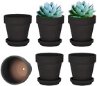 4 Inch Black Clay Pot For Plant With Saucer - 6 Pack Small Terra Cotta Plant Pot