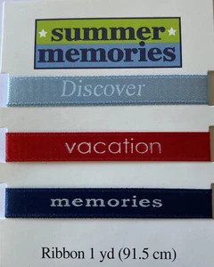 PRINTED TRAVEL RIBBON(3 designs)1 yd. Discover•Vacation•Memories •Family•Travel - Picture 1 of 6
