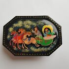 Metepa Russian folk art lacquer trinket box hand painted fairy tale Soviet VTG
