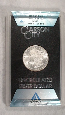 1880/79 CC  VAM 4 TOP 100 Morgan Dollar ANACS MS63 UNCIRCULATED SILVER $1 Coin! - Image 1 of 4