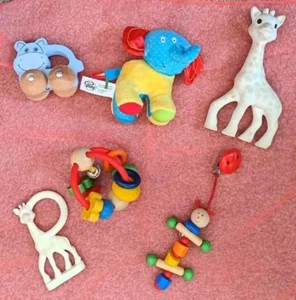 6 FUN TOYS EDUCATIONAL COLOURFUL WITH RATTLES & bells - Picture 1 of 6