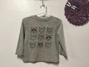 Old Navy Baby Boy Shirt Size 18 to 24 Months Gray Tigers Long Sleeve 159 - Picture 1 of 4
