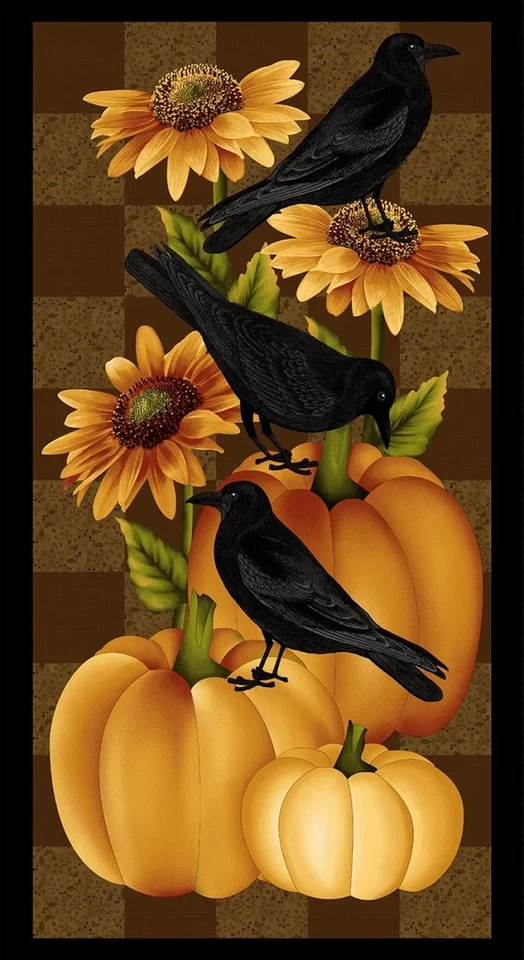 Tela de calabaza Crow Bird 24" X 44" panel Cavalier Crow algodón de Henry Glass Foto 1 de 1