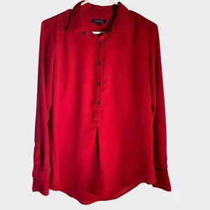Blusa Lands' End Mujer Roja Poliéster Talla 6 Medio Botón - Imagen 1 de 5