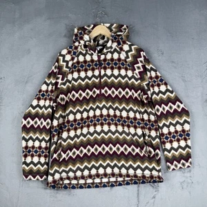 Cotton Traders 1/4 Zip Fleece Multicoloured Womens Size Large Geometric Hooded - Picture 1 of 18