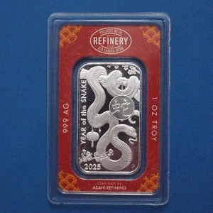 Barra de arte zz 2025 ASAHI Año de la Serpiente Una Onza Troy .999 - Sellada OGP - Imagen 1 de 12