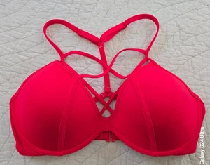 PINK Victorias Secret Underwire Strappy Caged T-Back Hot Pink Bikini Top M(D-DD) - Picture 1 of 6