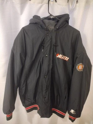  Vtg Starter Jacket NBA Portland Trail Blazers Size L Hooded Coat Back Spellout - Image 1 of 4