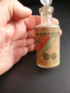 Ancien flacon en verre à pharmacie apothicaire alcool de menthe américaine 1912 - Imagen 1 de 10